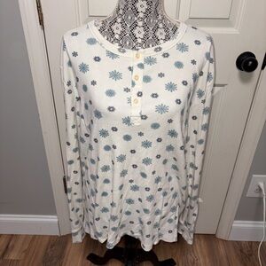 Kate Quinn ivory snowflake scatter pajama top cotton womens XL